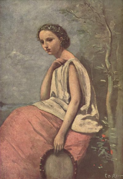 Zigeunerin mit Tamburin von Jean Baptiste Camille Corot